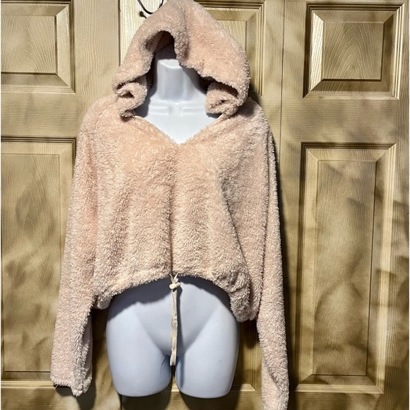 Hooded pull over crapped lightweight tan shirt jacket medium - Picture 1 of 5